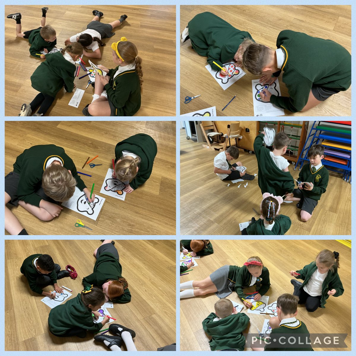 #rec #y5 during buddy time today we helped our buddies colour and cut out Pudsey Bear masks 😁😊 we enjoyed helping them with their colouring and cutting - we even got a cuddle at the end of buddy time ☺️