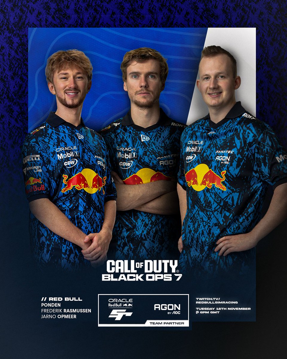 redbullsimrace's tweet photo. Time to lock in for some Black Ops 7 with @AGONbyAOC on Tuesday 18th November - see you there 😎👀 https://t.co/I8R1HKrzKl