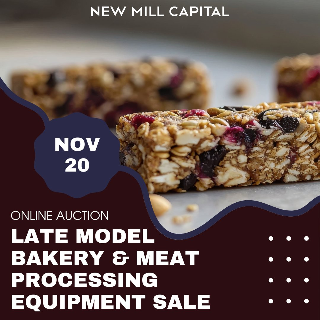 Bidding Open - Late Model Bakery &amp; Meat Processing Equipment Sale. View equipment >> ow.ly/CXPM50XpviC #bakery #meatprocessing #equipmentsale #baking #ovens #conveyor #wrapper #conveyor #michigan #MIbakery
