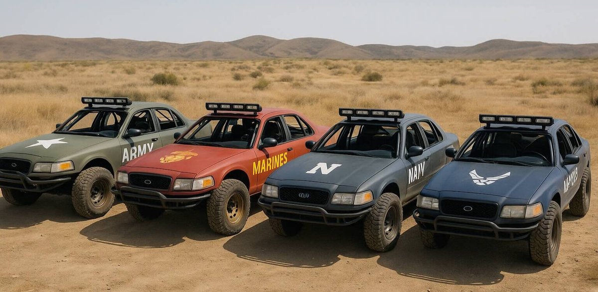 nvrrestcoffee's tweet photo. Looking for a #GraphicDesigner to help with a Green Beret Racing shirt/jersey commemorating a battle of the branches at the Mint 400. Concept is below, 4 Crown Vics will be rebuilt for off-road. I need something fantastic. Show me what you got, and I might hire you! https://t.co/rhsoC2kGwV