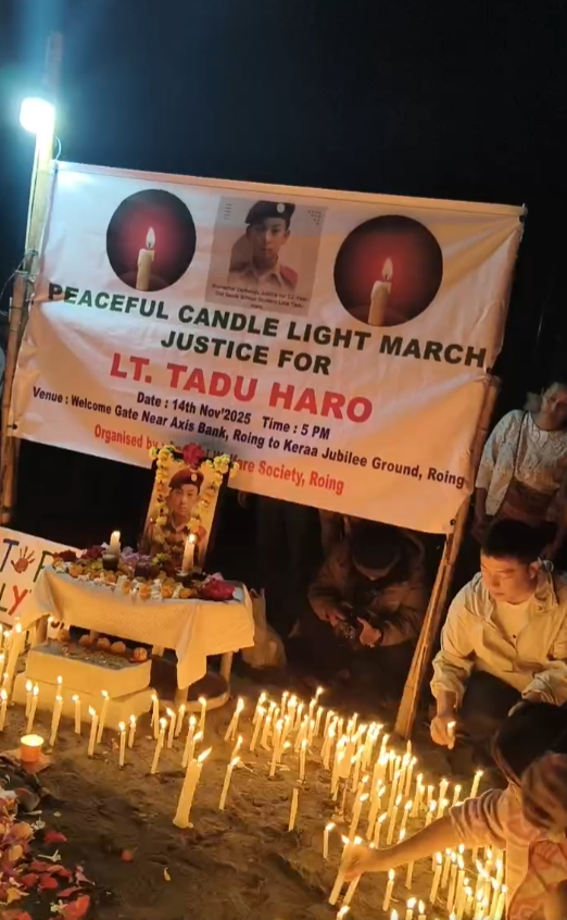 Arunachal24in's tweet photo. Candlelight marches across Arunachal demand justice for 12-year-old NCC cadet Tadu Haro, amid allegations of ragging and negligence.
#JusticeForTadu #Pasighat #Arunachal #EndRagging #StudentSafety #SainikSchool #Apatani #Protests #Accountability #Breaking
Read More- https://t.co/dsyMfQZMAe