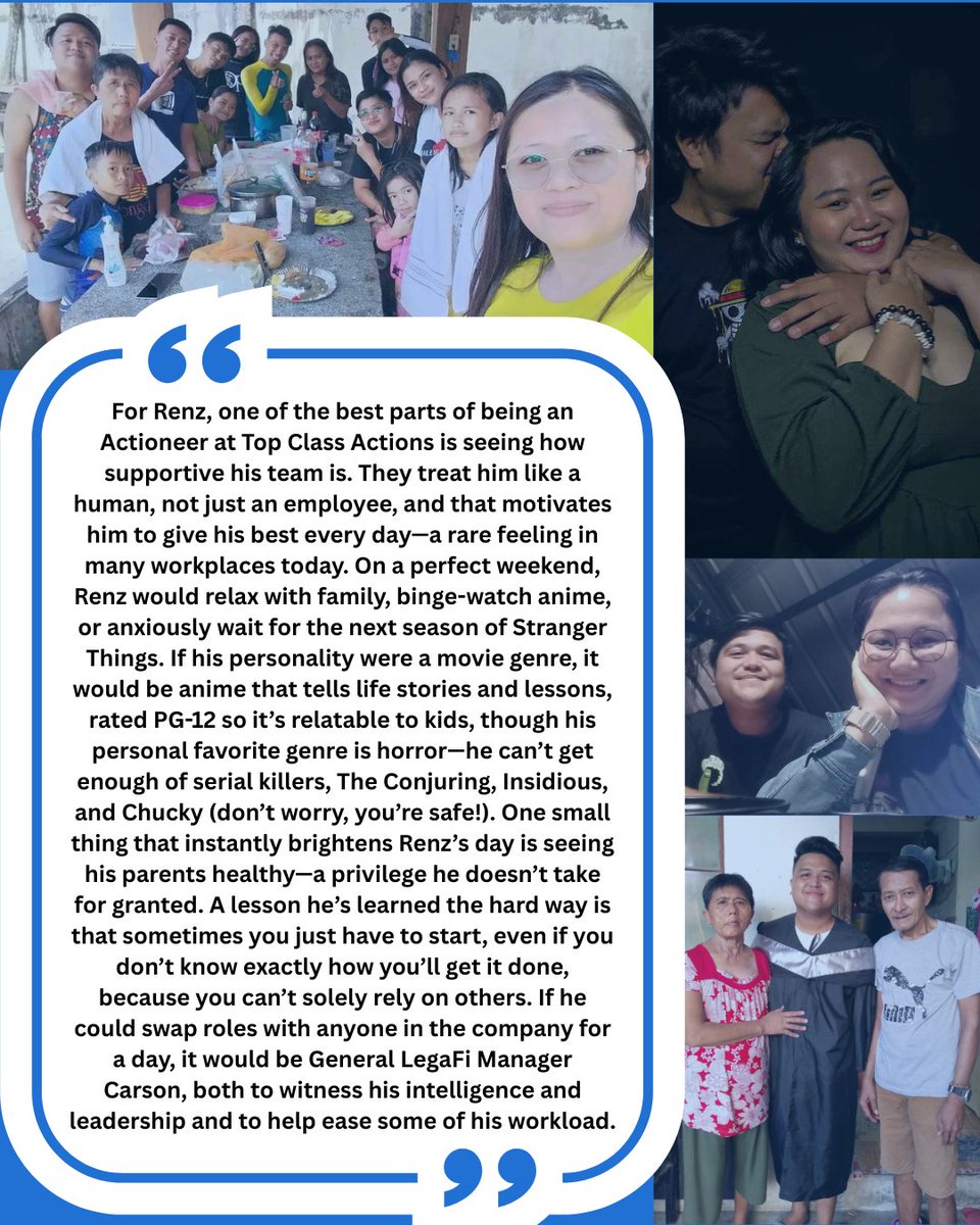 TopClassActions's tweet image. This month we have Renz, LegaFi&apos;s Assistant Intake Coordinator, in the spotlight! 🥳 🙌 Say hello to Renz! 🎉 #Star #Spotlight #DreamTeam