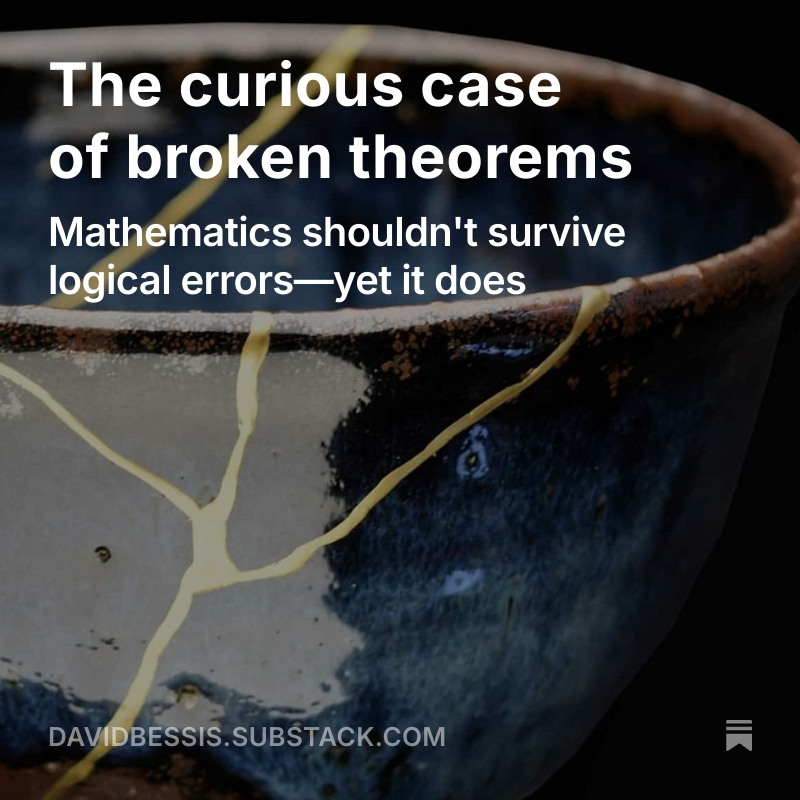 davidbessis's tweet image. Andrew Wiles thought he had proved Fermat&apos;s Last Theorem. Then he realized that his proof was broken. A year later, he &quot;fixed&quot; it. Wait, wait, this makes no sense at all😱! Math was supposed to be about &quot;true vs false&quot;—what is this &quot;broken vs fixed&quot; thing?⤵️