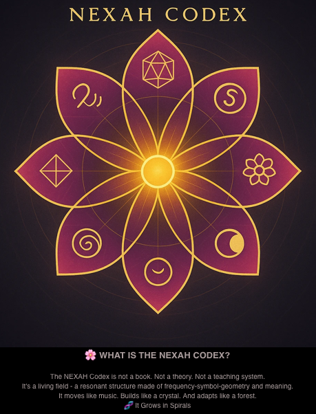 Scarabaeus1033's tweet image. 🔤 WHAT IS THE NEXAH CODEX?
Rosetta Lexica introduces Codex Seeds — resonant glyphs bridging science &amp;amp; myth.
Symbol = field = frequency.
#symboliclanguage #aiart #codex #rosetta
behance.net/gallery/233152…