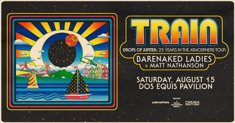 ON SALE NOW: Get tickets for <a href="/train/">train</a>: Drops of Jupiter: 25 Years in the Atmosphere with special guests <a href="/barenakedladies/">Barenaked Ladies</a> and <a href="/mattnathanson/">matt nathanson</a> on Saturday, August 15th at Dos Equis Pavilion! 🎟️ bit.ly/4nWB8r4

💫 Part of the Mercury Insurance Concert Series