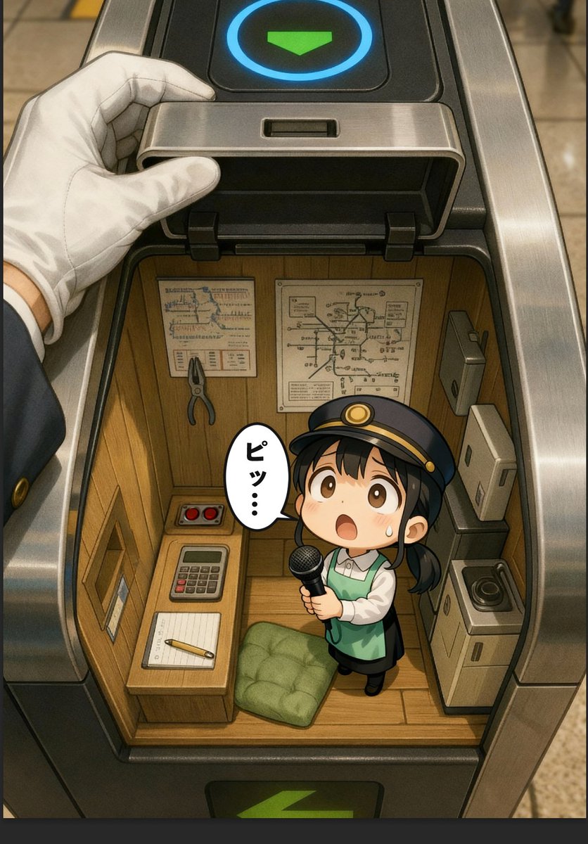 hiyodorixxxx's tweet photo. 自動改札機の反応がぎこちないとクレームがあったので
駅員が調べてみると中の人が担当していた https://t.co/6Y9LqdlUWH