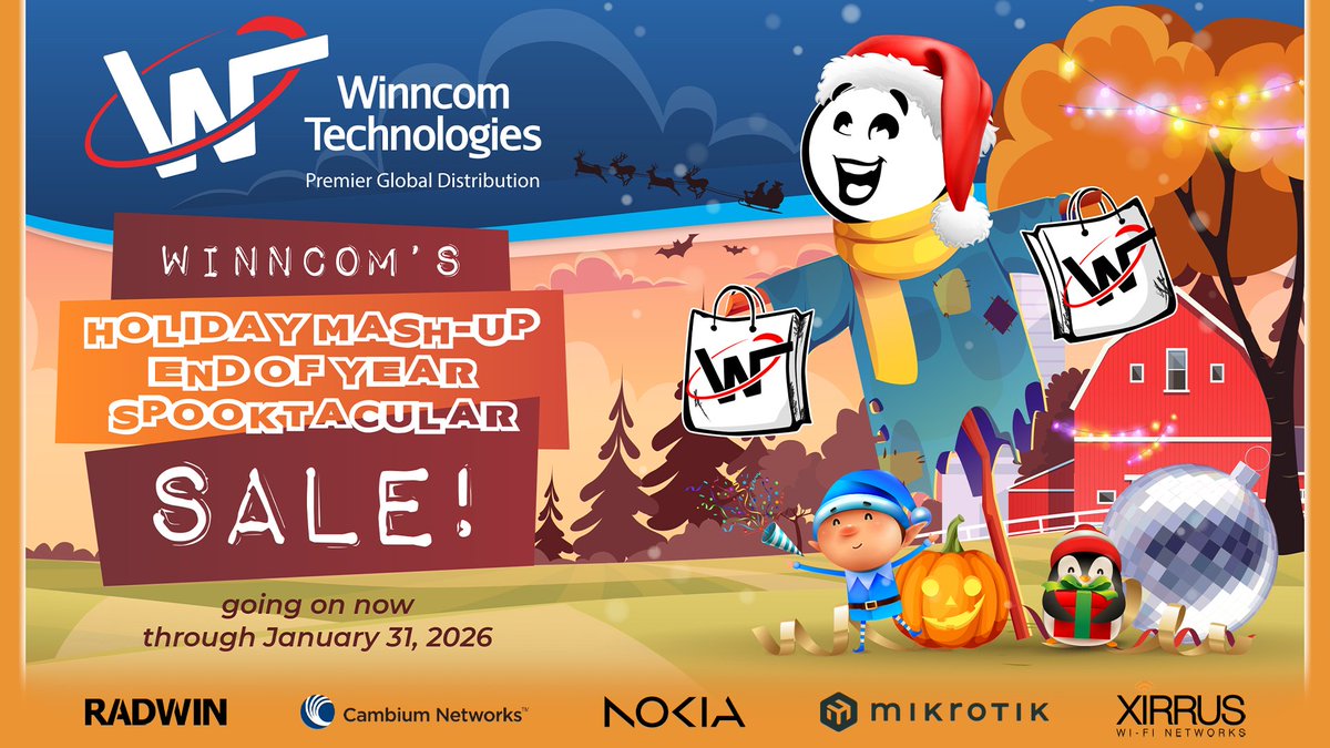 WinncomTech's tweet image. Unwrap unbeatable pricing on top-tier gear from @CambiumNetworks, @Nokia - Xirrus - @Mikrotik_com - @Radwin - and MORE

Contact sales@winncom.com today, or start shopping now: ow.ly/agNM50Xrpka