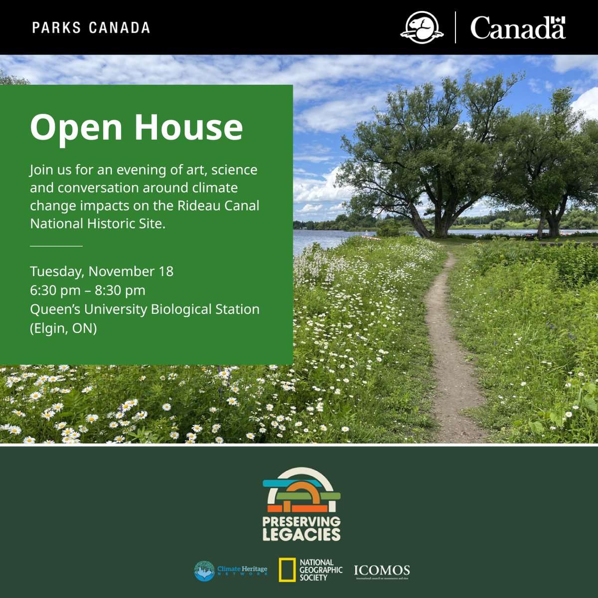 Join us for an evening of community planning, conversation, science and art to develop a climate change risk assessment and adaptation plan.

📅 Tuesday, November 18, 2025
🕡 6:30 PM - 8:30 PM
📍 Queen’s University Biological Station

parks.canada.ca/lhn-nhs/on/rid…