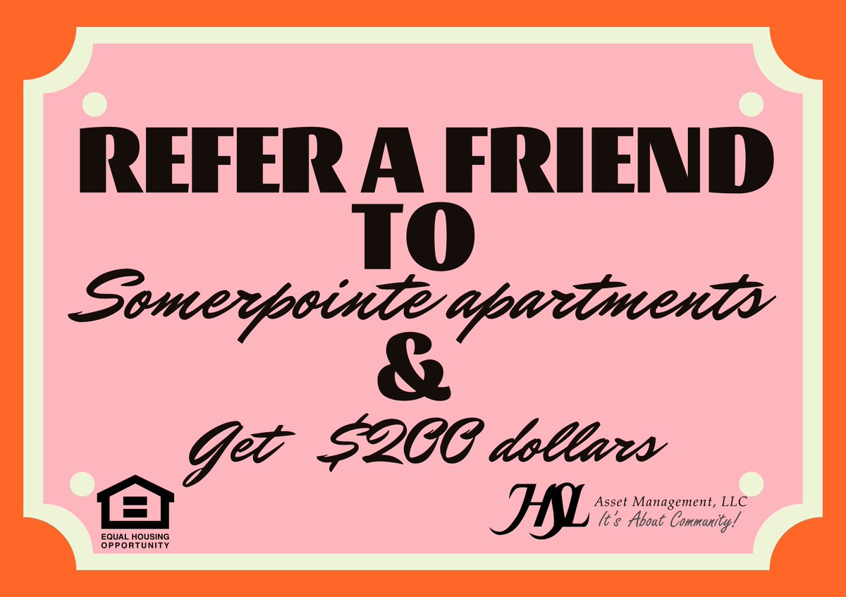 HSLSomerpointe's tweet photo. Share the benefits of living at Somerpointe! Refer a friend and earn $200 when they join our community. Who will you invite? 🤝💵

#ItsAboutCommunity #HSLProperties #HSL #Arizona #HSLLiving #Home #HomeSweetHome
HSL Asset Management, LLC.
[Equal Housing Opportunity] https://t.co/0aklE2otiC