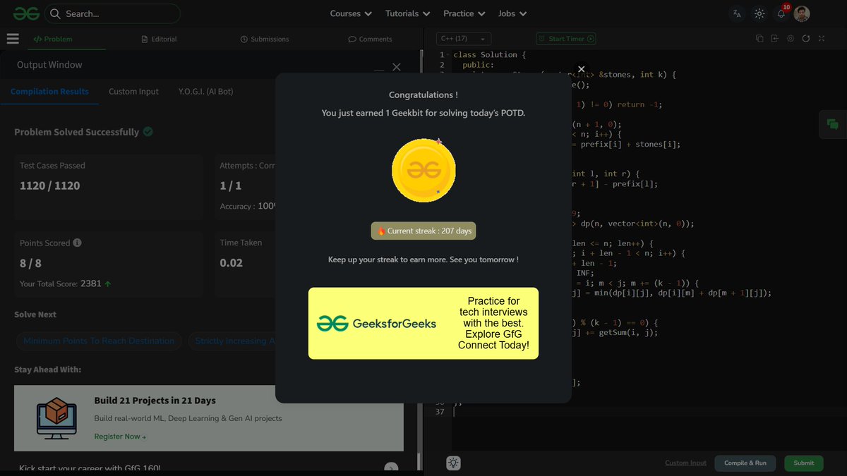 shahidx_05's tweet image. Day 244 – #365DaysOfCode 

✅ Increment Submatrices by One
✅ Expression Add Operators
✅ Minimum Cost to Merge Stones
✅ Way Too Long Words

#DSA #LeetCode #GfG #Codeforces #CompetitiveProgramming #ProblemSolving #CodingJourney #BuildInPublic #LearnInPublic #365DaysOfCode