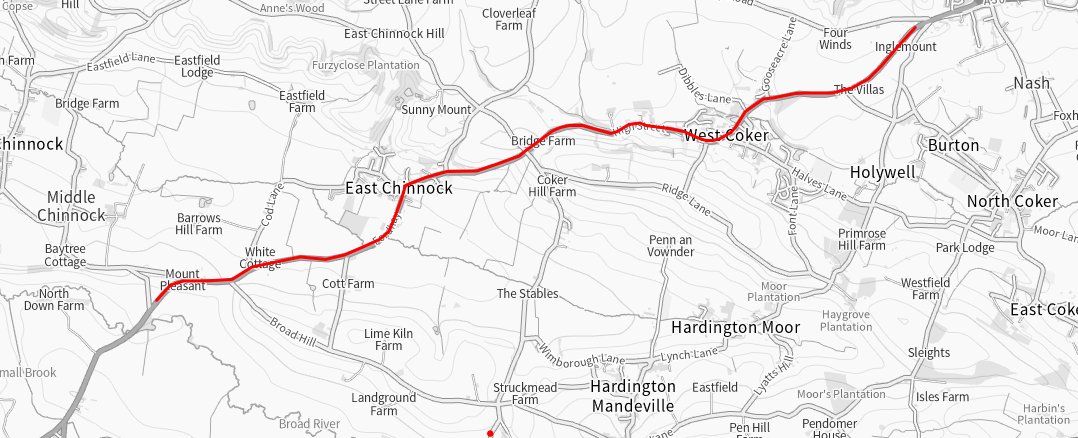 TravelSomerset's tweet photo. ⚠️A lorry/tractor has lost its load between White Post, Yeovil and Haselbury on the #A30. 

Crews are currently collecting larger stones, and a road sweeper is en-route to clear remaining debris. Expect delays on the Crewkerne-bound side of the carriageway. https://t.co/dVhiVhP3fX