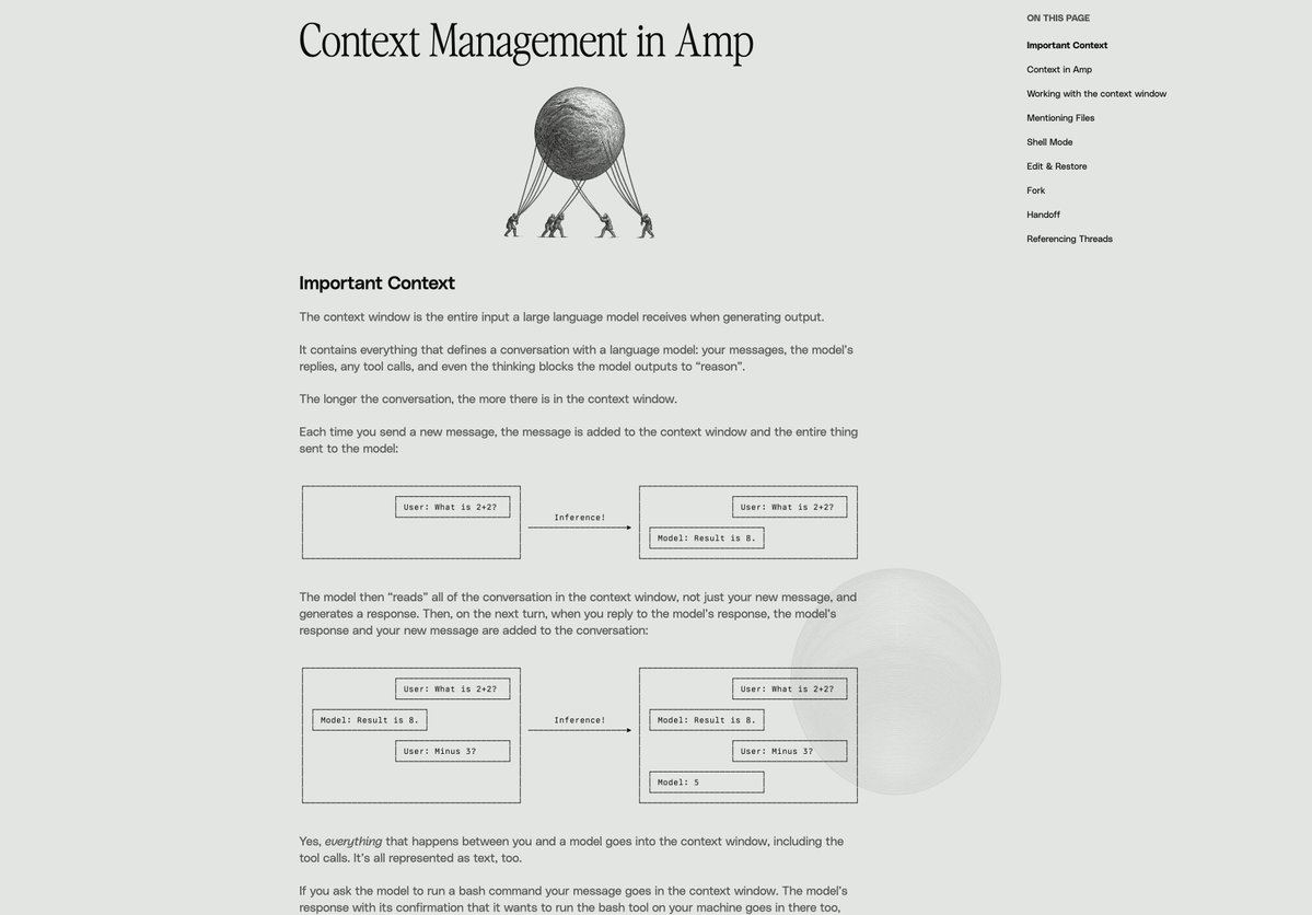 thorstenball's tweet image. Wrote a guide on how to get the most out of the context window in Amp:

ampcode.com/guides/context…