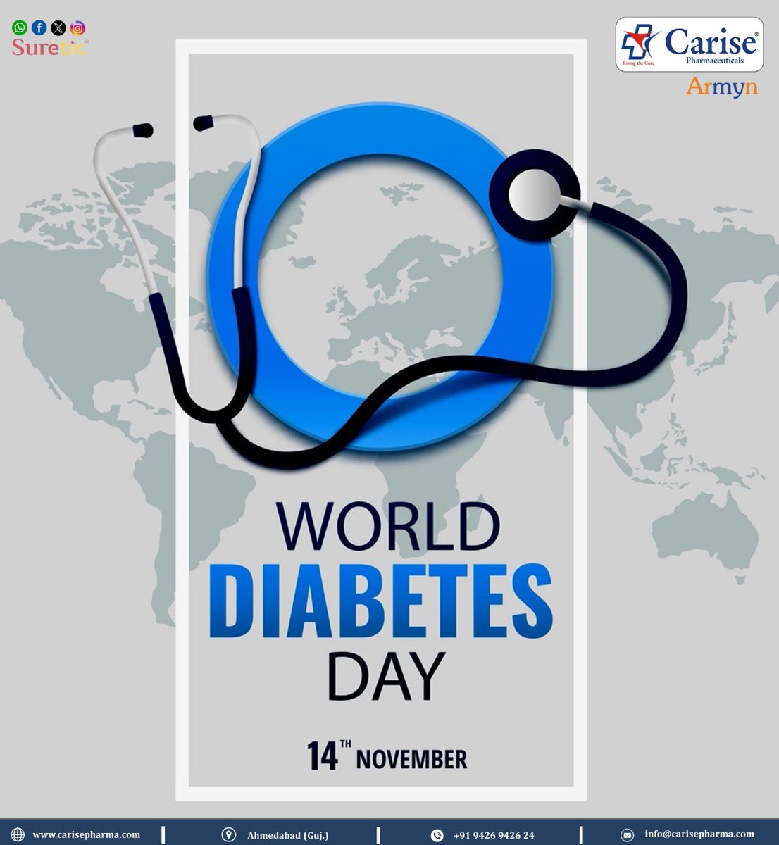 CarisePharma's tweet photo. World #Diabetes Day !!  ✨
- 14th Nov'25
- Diabetes Across Life Stages

#Carise #DiabetesDay
#Suretic #CarisePharma
#Armyn #Diabetes #DiabetesAwareness https://t.co/7OwGMmx8Wj