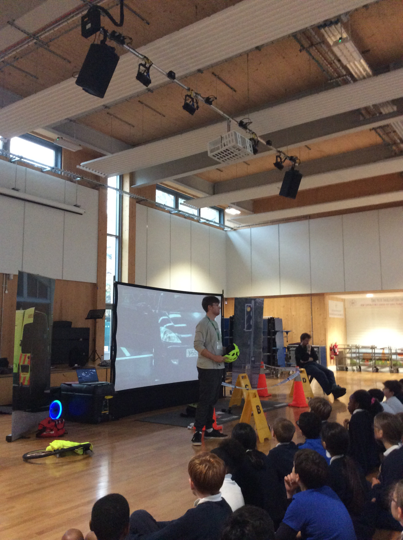 ECFSprimary's tweet image. This week, Years 5 and 6 were treated to a road safety assembly from Theriotact.