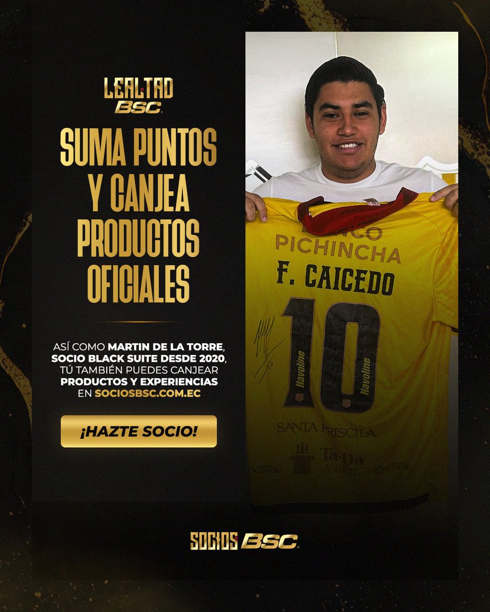 ¿Eres socio como Martín? Entonces ya estás ganando.
Suma puntos y canjea productos oficiales del Ídolo 🤩💛

🪪 Hazte socio ➡️ sociosbsc.com.ec
y empieza a disfrutar de beneficios exclusivos.

#BarcelonaSomosTodos