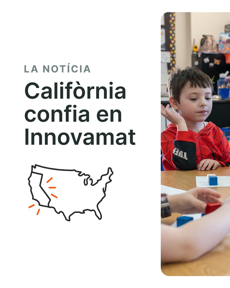 innovamat_cat's tweet photo. Tenim notícies des de Califòrnia…✨
El Departament d’Educació de l’Estat recomana oficialment els materials d’Innovamat per a les seves escoles públiques. 🎉 https://t.co/ycMFbYpnVn