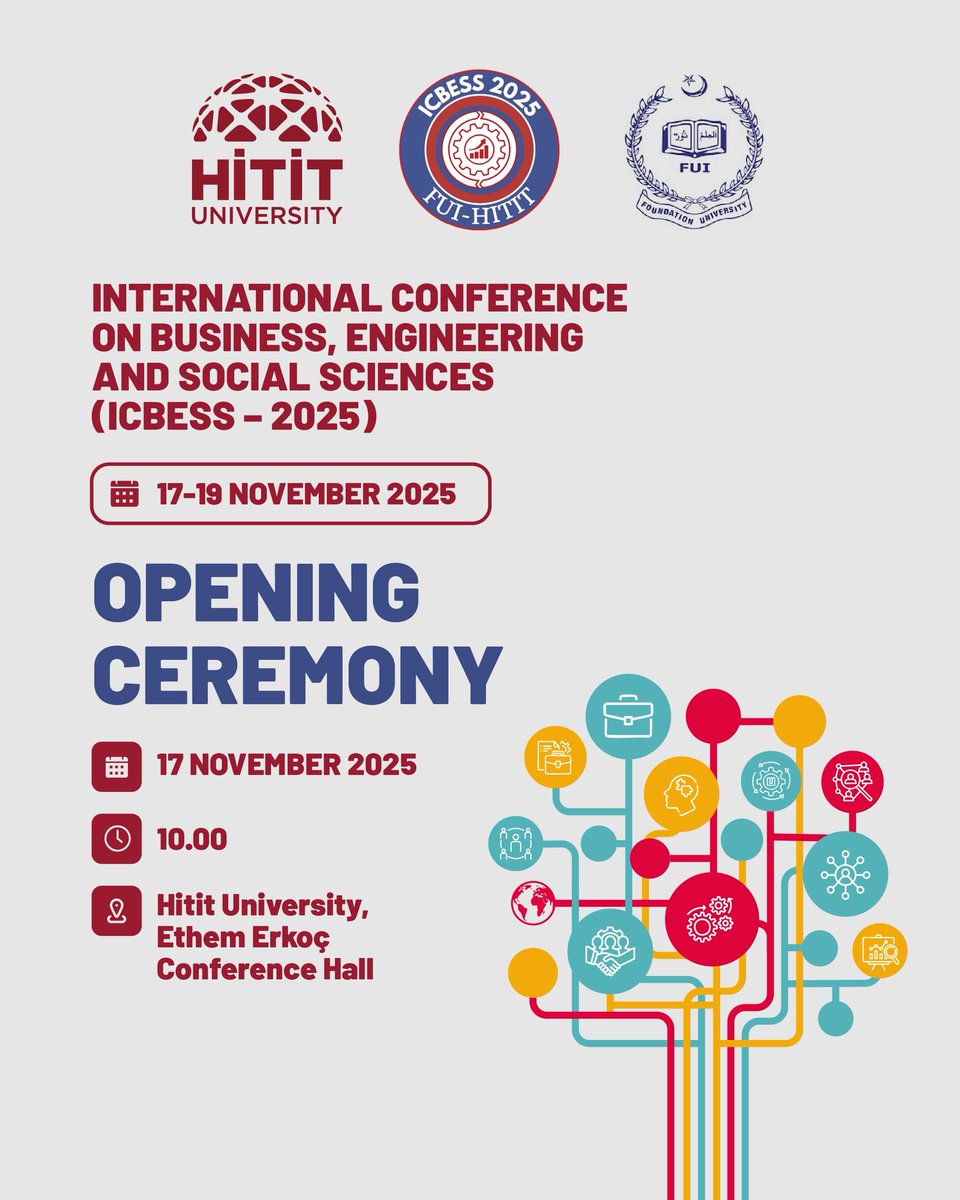 Uluslararası İşletme, Mühendislik ve Sosyal Bilimler Konferansı

International Conference On Business, Engineering and Social Sciences (ICBESS-2025)

📢 Açılış Töreni | Opening Ceremony

🗓️ 17 Kasım | 17 November 2025
⏰ 10.00
📍Ethem Erkoç Konferans Salonu | Ethem Erkoç