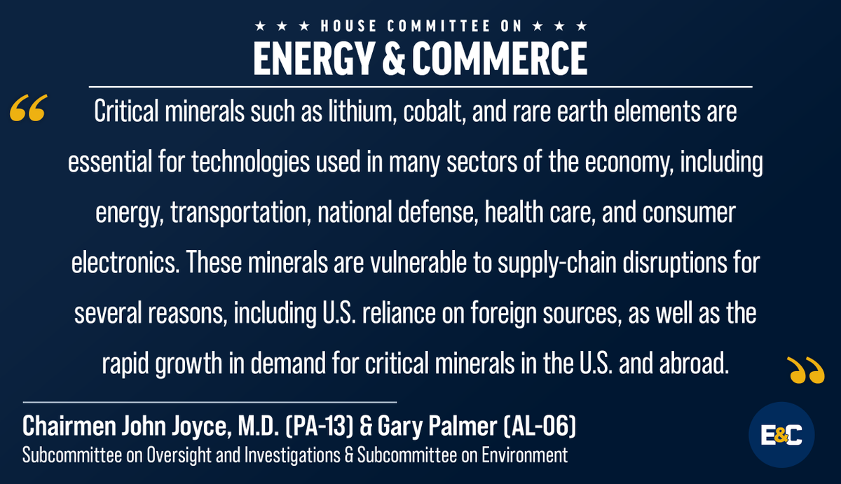 While China controls the vast majority of critical minerals, we need to find ways to manufacture the technologies we need here in the United States so that we aren’t forced to rely on the CCP.