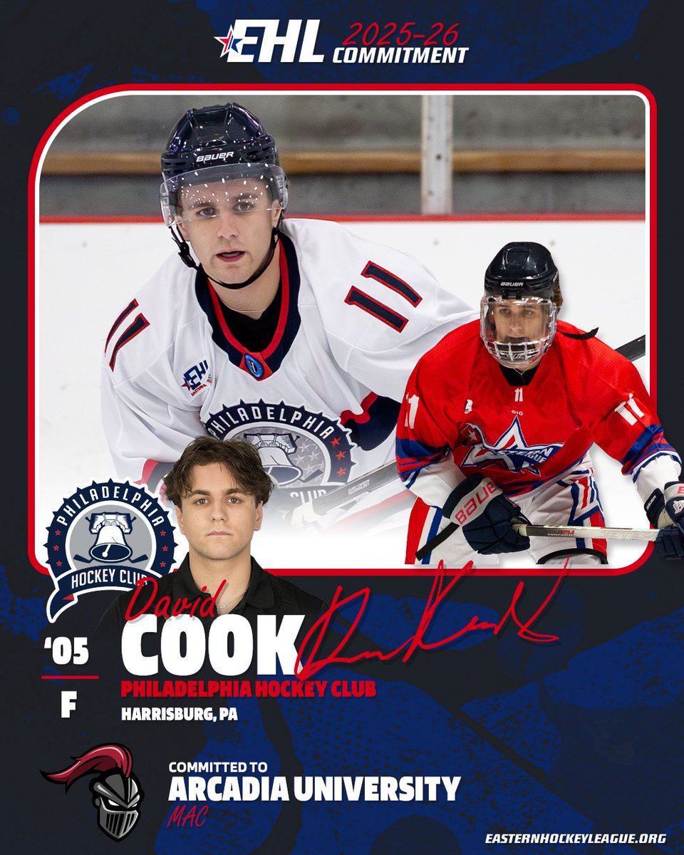 EHL_Hockey's tweet image. David Cook Commits to the Arcadia University 

PHC All Star Forward to join Knights for 2026-2027 Season.

🔗: Link in bio and at easternhockeyleague.org

#WherePlayersComeFirst | #DevelopPromoteAdvance