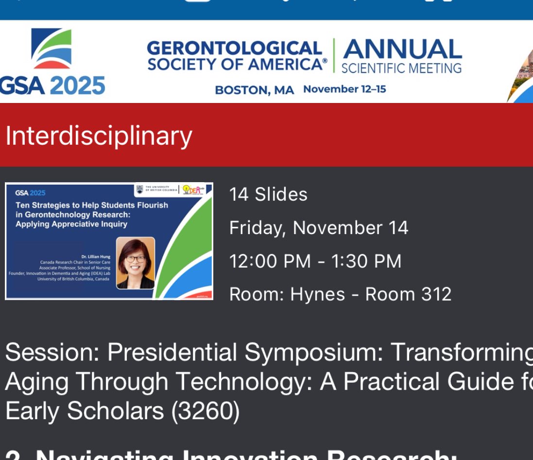 nurselillian's tweet image. ⁦⁦@UBCIDEALab⁩ #GSA2025 Excited to share practical tips for #Gerontech research ⁦@ubcappscience⁩