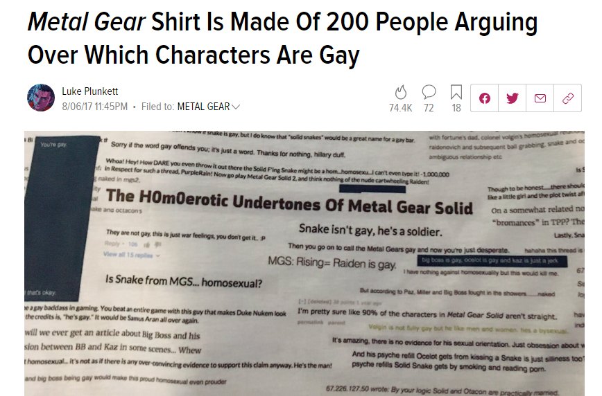 The "Snake isn't gay, he's a soldier" is taking me out ngl