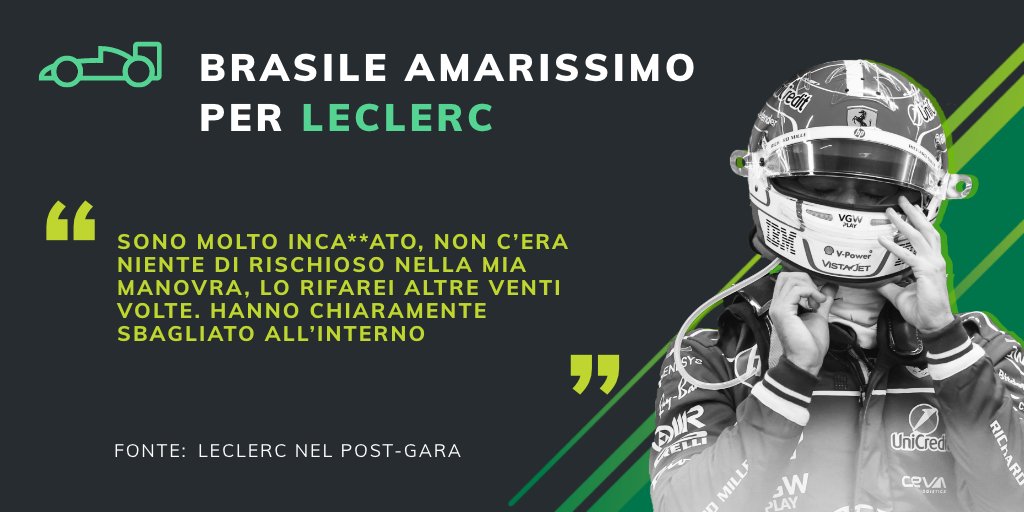 BlogSisal's tweet image. La #Formula1 in pausa: si torna in pista tra una settimana a #LasVegas 🇺🇸

Ma la mente di tutti i tifosi #Ferrari è ancora a #Leclerc e al durissimo sfogo post-Brasile 🏎️