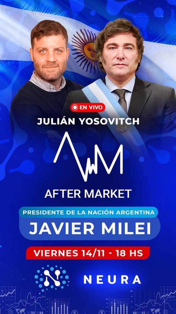 🇦🇷Hoy 18hs  <a href="/JMilei/">Javier Milei</a> en #Aftermarket en <a href="/neuramedia/">Neura</a> !

La economía que viene y el futuro sobre el esquema cambiario, entre otros temas clave

VLLC!