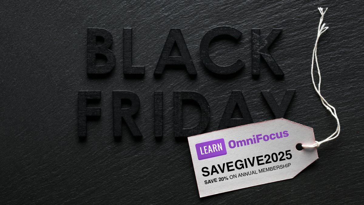 LearnOmniFocus's tweet image. Black Friday meets purpose! 🖤 New to Learn OmniFocus or been away?

Get 20% off annual membership + support global conservation through Biome Conservation.

Code SAVEGIVE2025 | Valid through Dec 1 at midnight PST ✨
learnomnifocus.com/black-friday-g…