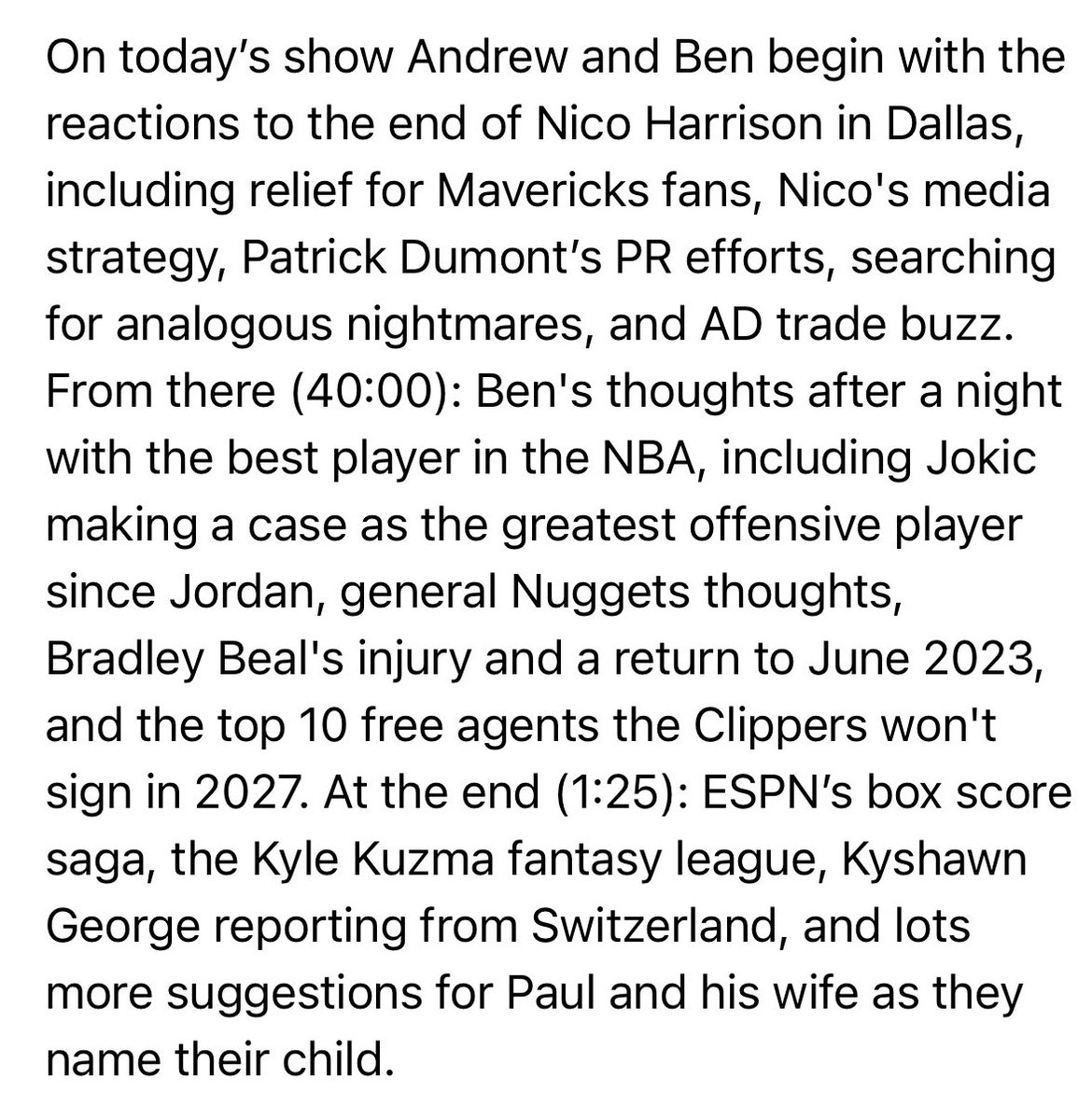 goatnbapod's tweet image. Can&apos;t Spell Eviction Without N-I-C-O, Emptying the Notebook After Nuggets-Clips, The GOAT Names a Child

Preview feed:
podcasts.apple.com/us/podcast/gre…

Subscribe to the show:
greatestofalltalk.com