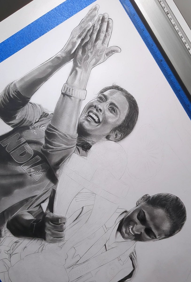 the world cup winners are taking shape! ✍🏽🏆

already 45+ hours into this artwork 🤩

#CricketTwitter