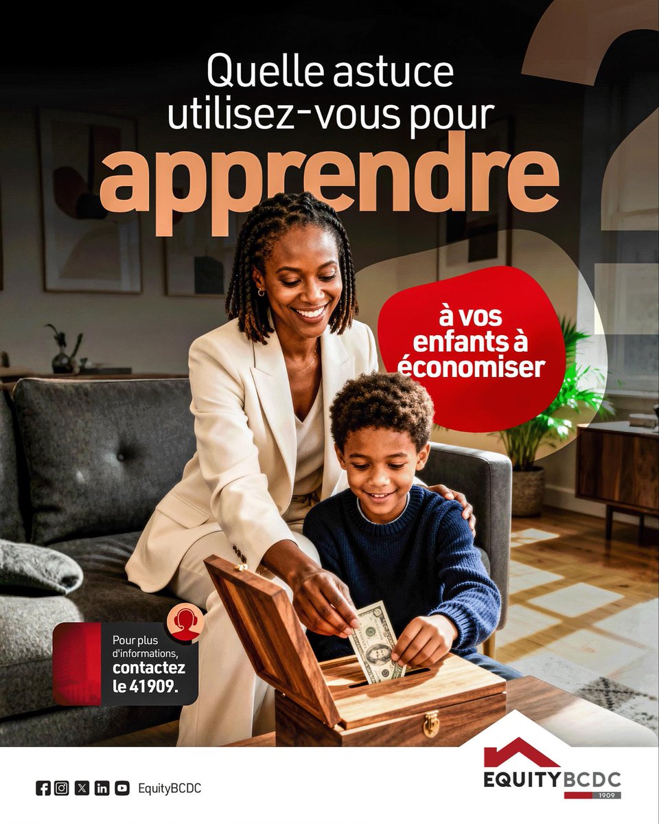 EquityBCDC's tweet image. Les bonnes habitudes commencent tôt.✨

Et vous, quelle astuce utilisez-vous pour apprendre à vos enfants la valeur de l’épargne ?

Partagez-nous votre secret 👇

#EquityBCDC #Épargne #Educationfinancière