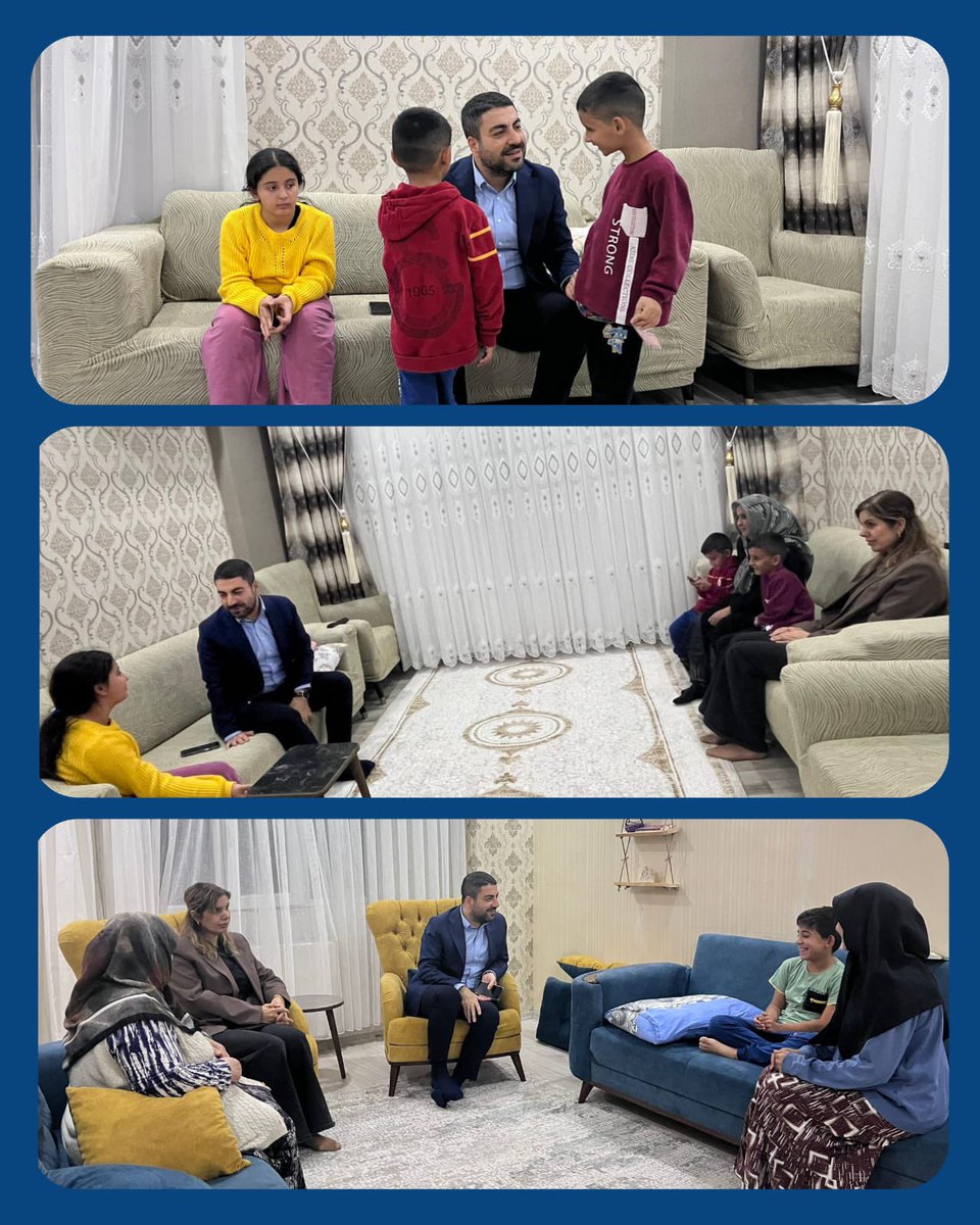 Başkanımız Sn. Av. Orhan Çelik ile birlikte gönül kapılarını çalmaya, aile ziyaretlerimizle umut olmaya devam ediyoruz.

Peygamber Efendimiz (s.a.v.) buyuruyor:
“Yetimin başını okşayan, her saç teli kadar sevap kazanır.” (Ahmed b. Hanbel)

Bugün bir yetimin kalbine dokunmak,