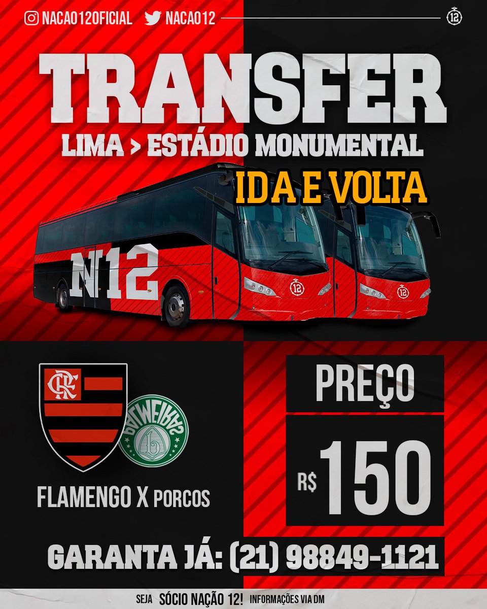 Nacao12's tweet image. ATENÇÃO NAÇÃO RUBRO-NEGRA!
Vai para o Peru e está buscando deslocamento para o estádio?
Vem com a Barra do Urubu, com toda a logística e segurança!

📌 Ponto de encontro e horário à serem confirmados.

Entre em contato com: (21) 98849-1121
Garanta sua vaga!