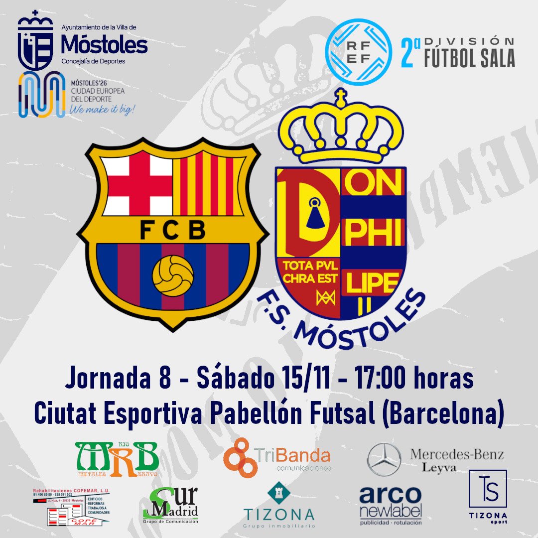 💙PRIMEREQUIPO💙
La cita de mañana:
📌Jornada 8
🆚Barça Atlètic
🕔17:00 horas
🏟️ Ciutat Esportiva 
📺 youtube.com/live/KfEPGCKAe…
Vamos Mi Equipo!!!
Vamos Móstoles!!!
<a href="/deportesmost/">Concejalía de Deportes Móstoles</a> <a href="/metalesRB/">Metales Rio Bravo</a> <a href="/MBleyva/">Mercedes Benz Leyva</a> <a href="/TriBanda_/">TriBanda</a> <a href="/grupotizona/">Tizona Inmobiliaria</a> <a href="/PrensaSurMadrid/">Sur Madrid Periódico</a>