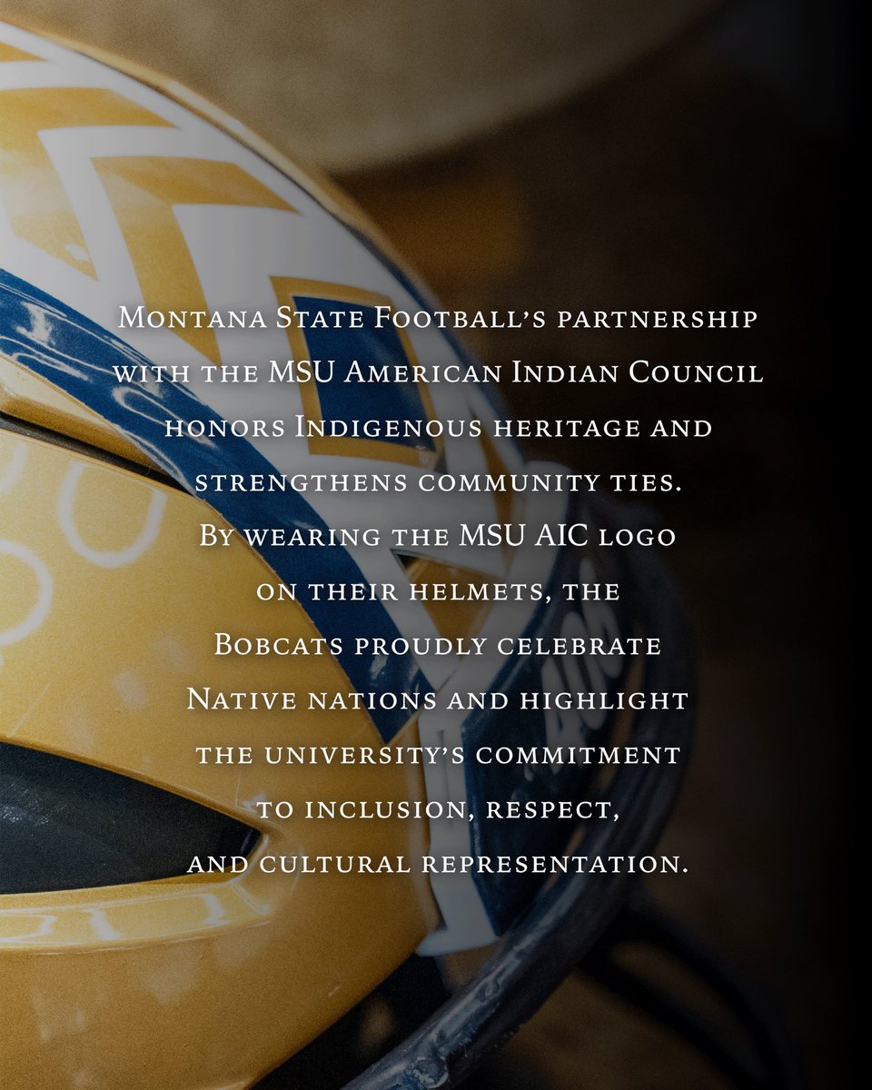 MSUBobcats_FB's tweet image. 𝐓𝐡𝐢𝐬 𝐖𝐞𝐞𝐤’𝐬 𝐇𝐞𝐥𝐦𝐞𝐭 👀

In partnership with the MSU American Indian Council, we honor Indigenous heritage and highlight Montana State Universities commitment to inclusion, respect and cultural representation.

#BobcatBuilt