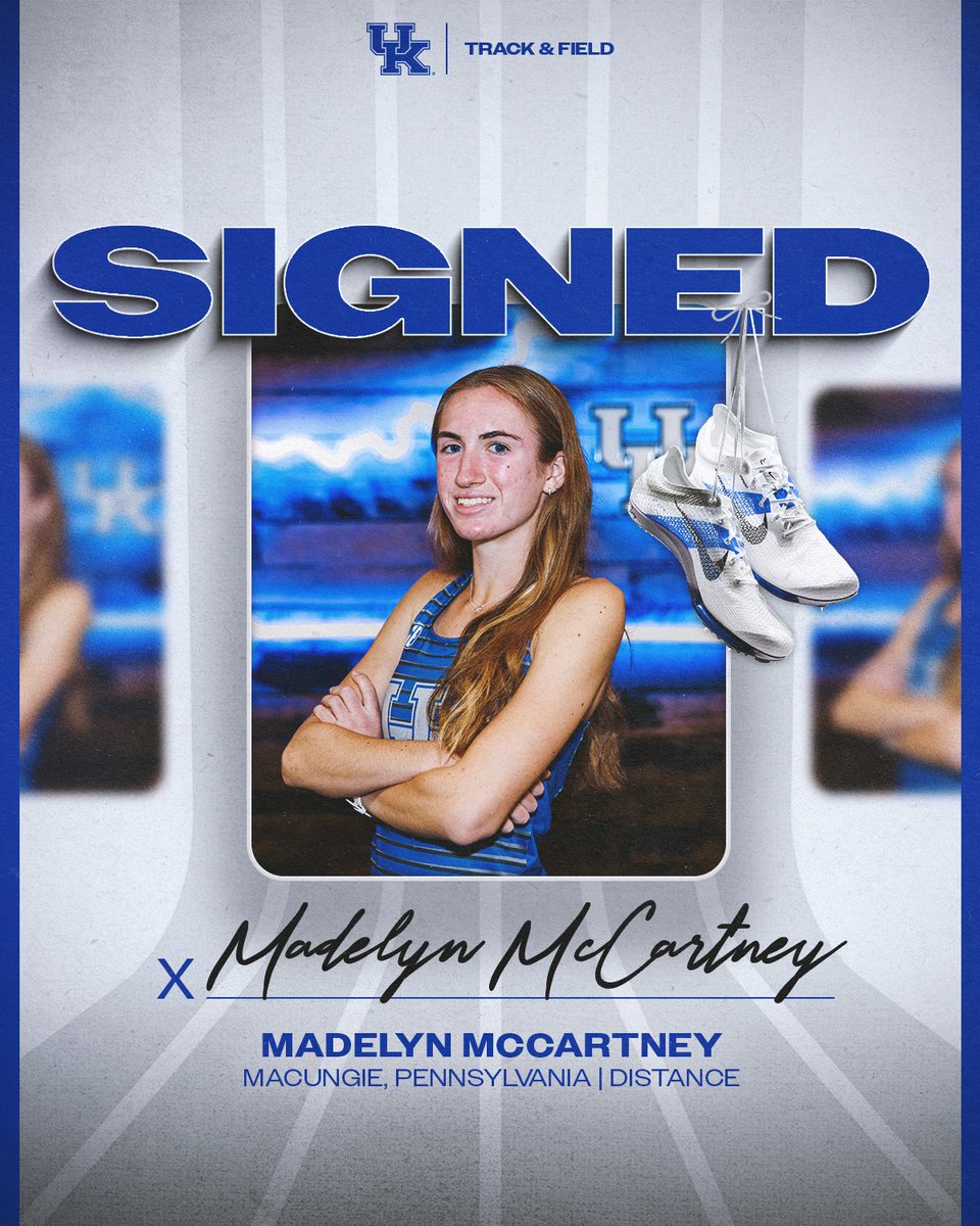 KentuckyTrack's tweet photo. Welcome to #BBN, Madelyn McCartney‼️👏

✅ Pennsylvania XC State Champion
✅ Pennsylvania 3200m State Runner-Up

#WeAreUK | #UKTF https://t.co/nOhLchH5EI