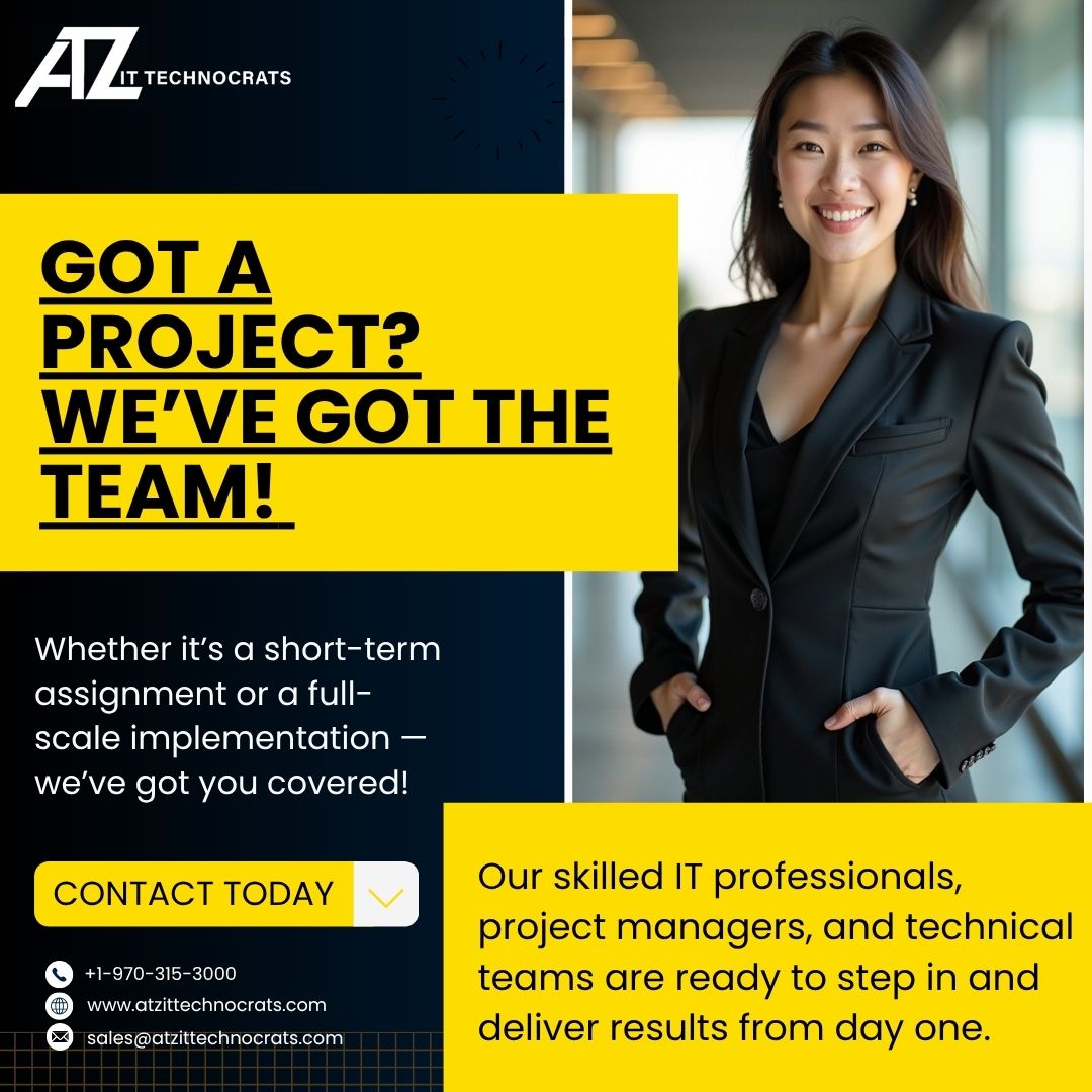 atz_it's tweet image. GOT A PROJECT? WE’VE GOT THE TEAM!
Whether it’s a short-term assignment or a full-scale implementation — we’ve got you covered!

CONTACT TODAY
📞 +1-970-315-3000
🌐 atzittechnocrats.com
📧 sales@atzittechnocrats.com

#ITStaffing #ITProjects #TechExperts #ProjectManagement