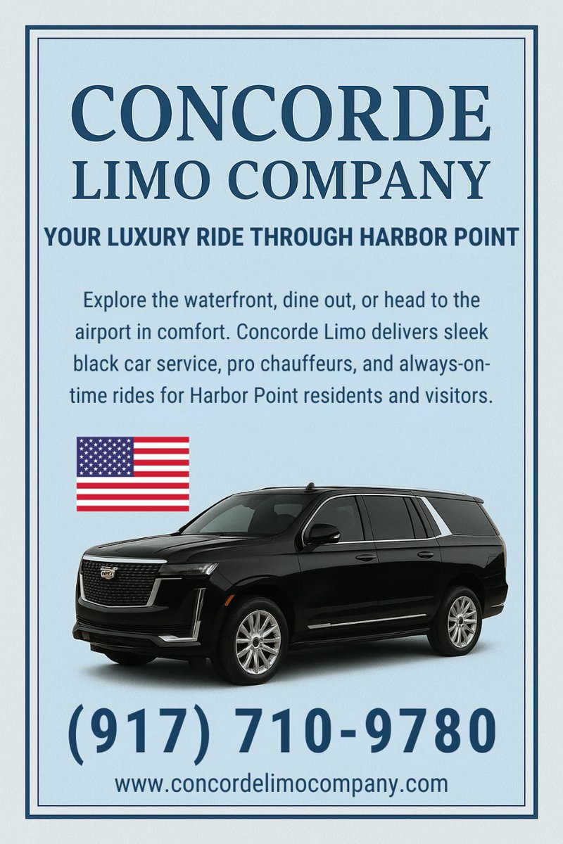 LimoConcorde's tweet image. Experience luxury, comfort &amp;amp; reliability in Harbor Point with Concorde Limo Company.
Sleek black cars, pro chauffeurs &amp;amp; always-on-time rides—whether it's the waterfront, dinner, or the airport.

📞 (917) 710-9780
🌐 concordelimocompany.com

#ConcordeLimo #HarborPoint #BlackCar
