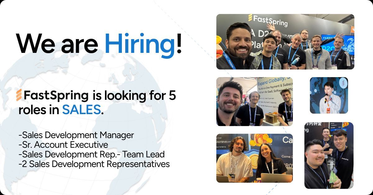 FastSpring's tweet image. Our Sales Team is Growing! 🚀

If you thrive in a fast-paced environment where your work directly impacts how software, SaaS, and video game companies compete globally, we want to hear from you.

Ready to join us?
👉 Apply now: buff.ly/0AZ8Fyx