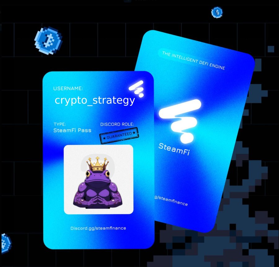 cryptostrategyc's tweet image. Claimed my SteamFi Pass by @SteamFinance.

Ready to unlock my access to the intelligent DeFi engine.

 Grab yours:

discord.gg/steamfinance