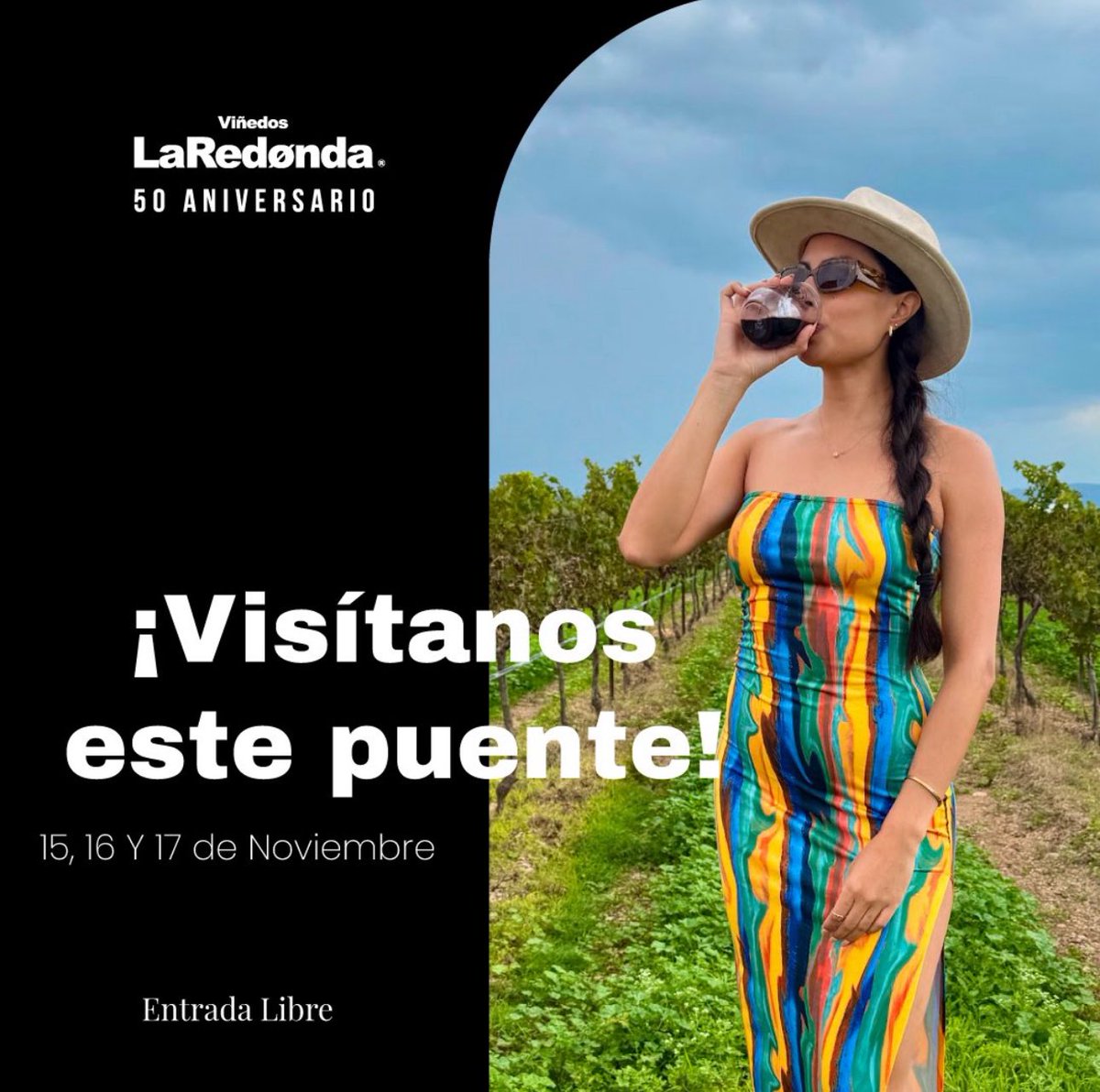 ¡El momento perfecto para una escapada está aquí! 😍🌈
Este puente de Noviembre, te invitamos a sumergirte en la belleza de Viñedos La Redonda y a disfrutar de la pasión por el vino. 

🆓 Entrada Libre.

¡Te esperamos para brindar juntos!🍷🍷