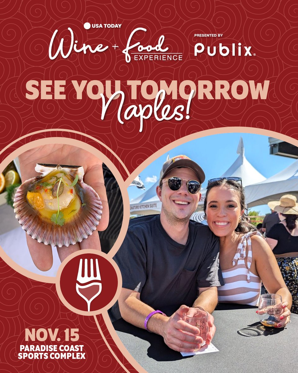 Sip, sip, hooray, Naples! 🌴🍷 Tomorrow’s the day! 🍴

📍 Paradise Coast Sports Complex
🕐 Early Admission: 12 PM | General Admission: 1 PM
🌴 Taste, Sip &amp; Savor the Best of the Paradise Coast
🎟️ Final tickets left. Prices go up tomorrow! Get yours: bit.ly/3ET7h26
