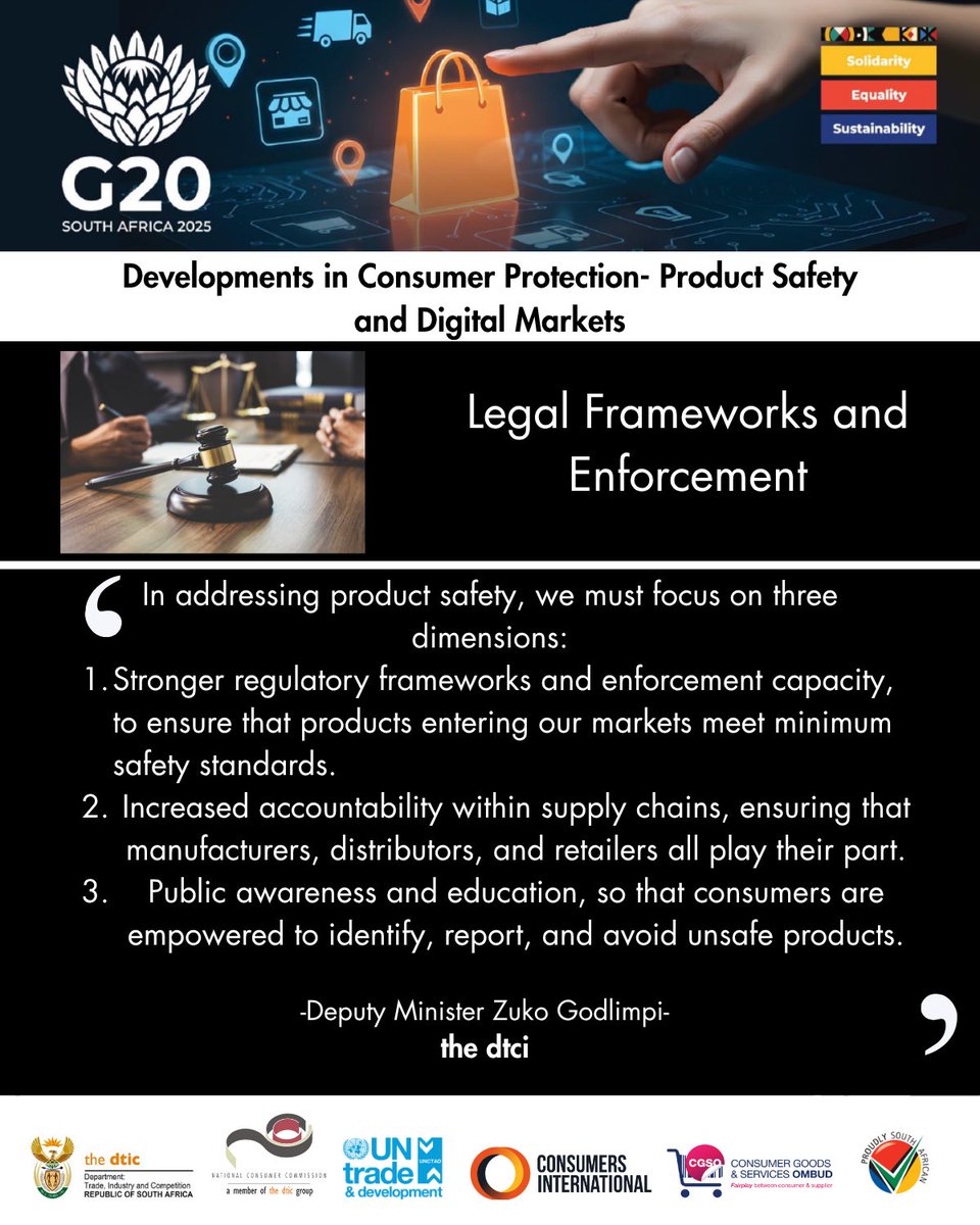 TheNCC_RSA's tweet image. First session key-takeaways for the Consumer Protection Webinar held yesterday (14 Nov 2025)

@MPGodlimpi @hardinratshi @WMwemba @PhethoN @the_dtic @UNCTAD @CCC_COMESA @ProudlySA @cgsombud