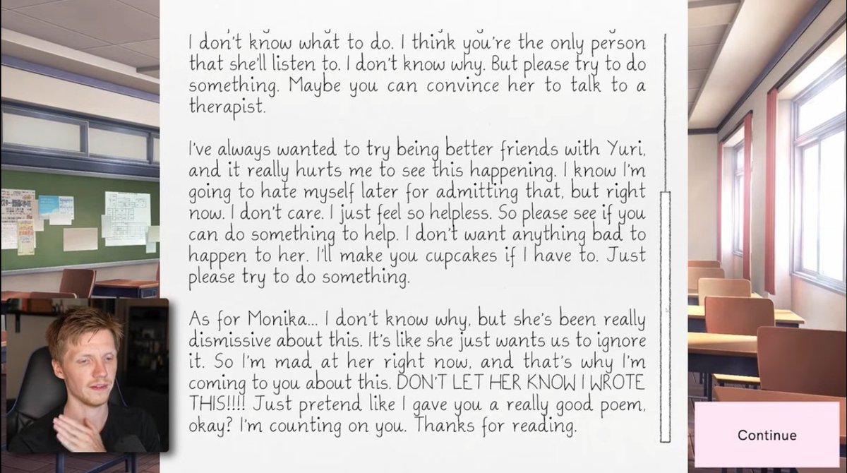 9StepOne's tweet photo. love everything he said about Natsuki at this part.

"Realest member of the literature club, always has been, really. Like... this is someone who is very neatly in her value box. Still caring, Still tough attitude. still stands up for herself, stands up for other people. https://t.co/LDnI1Oc7oT