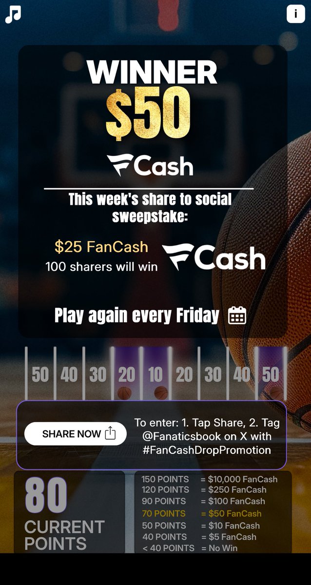 Play the #FanCashDropPromotion today

Got $50 wooooo, maybe $25 more 🤔  fanatics.onelink.me/5kut/p6fykbjo