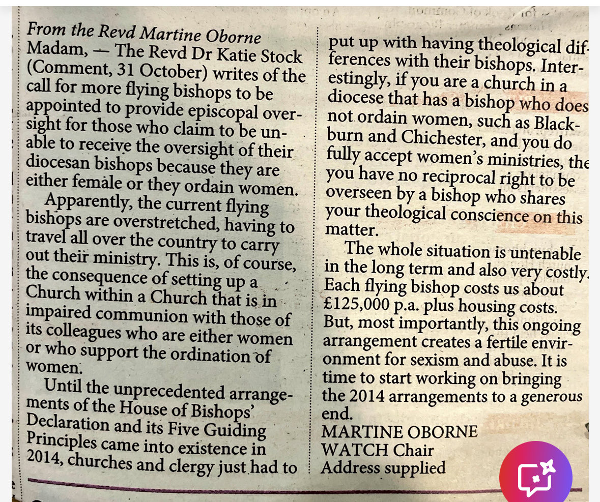 Letter in the <a href="/ChurchTimes/">Church Times</a> this week, in response to Rev Katie Stock’s article last week. 
#NotEqualYet