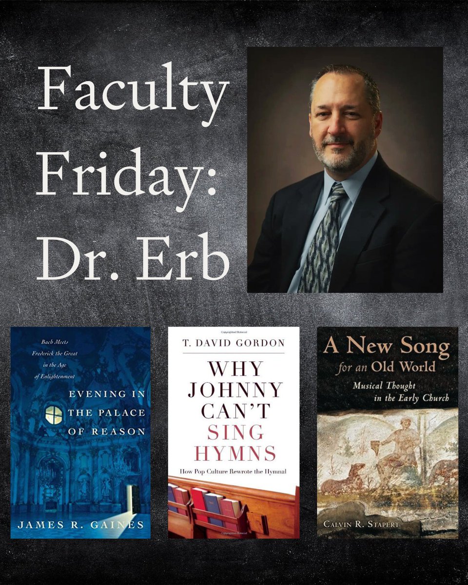 TyndaleLibrary's tweet image. Our legendary Music Professor Dr. David Erb brings us today&apos;s #FacultyFriday! 📚

- Evening in the Palace of Reason, by James R. Gaines

- Why Johnny Can&apos;t Sing Hymns, by T. David Gordon

- A New Song for an Old World, by Calvin R. Stapert

All available for checkout at Tyndale!