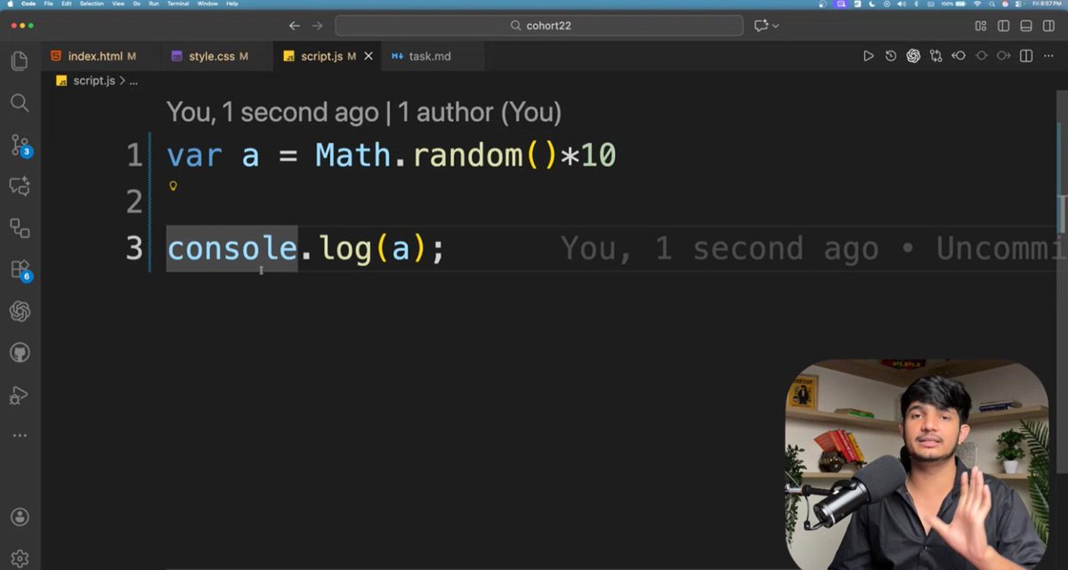 sahilrex2255's tweet image. Day-34 @sarthacksharma
Building logic in JavaScript step by step.
Random numbers, real concepts, strong fundamentals 🔥
Progress Check 📍
Math.random() → Generates a value
Math.floor() → Makes it whole
Together → Powerful logic 💪
#Day34 #CodingProgress #TechJourney