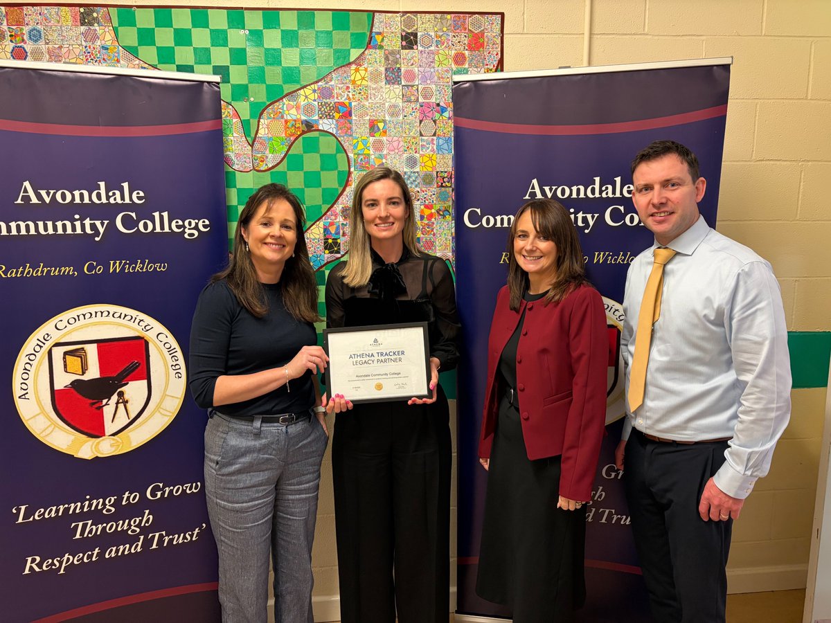 Congratulations to Principal Elaine Fitzgerald and all at <a href="/cc_avondale/">Avondale CC</a>  on celebrating a 5-year partnership as an Athena Tracker Legacy Partner.
Being one of the first schools in Ireland to join, we were delighted to present them with their award.
#AthenaTracker #LegacyPartner