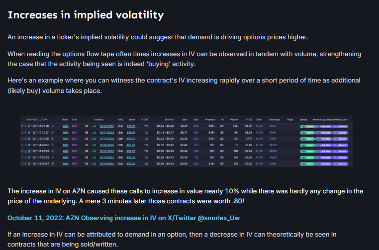 unusual_whales's tweet photo. Some indicators of Unusual Options activity, all things you can identify with Unusual Whales: 
- high volume/OI ratio 
- above average trading volumes 
- increases in implied volatility 
- large orders

https://t.co/VWVoK5OWb4

Join today: https://t.co/ssDp3Ld9sW https://t.co/CMiTCd5b3M